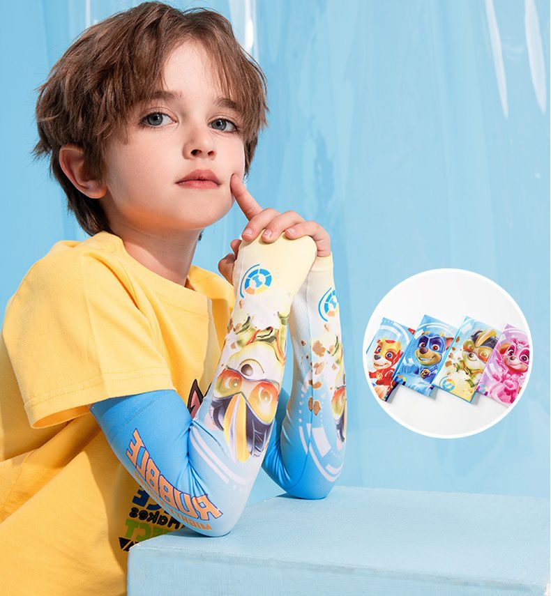 卡通汪汪隊冰絲兒童防曬袖套-卡通人物珠珠-紫色 (9x32x7.5cm)-漸層款