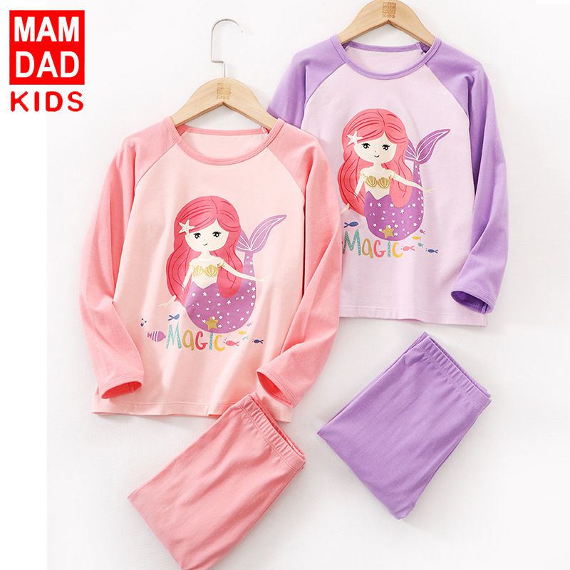 MAMDADKIDS - 萊卡棉長袖家居服套裝-美人魚-粉色