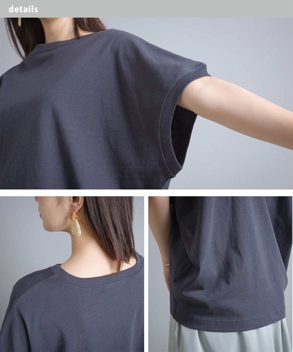 日本女裝代購 - 棉麻舒適透氣短袖上衣-淺灰紫 (F)