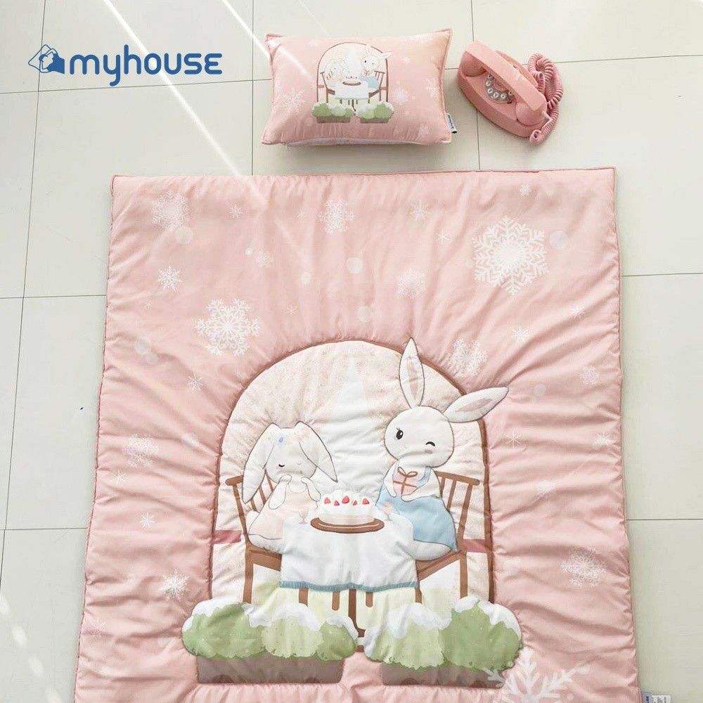 韓國 myhouse - 防蟎抗敏派對動物兒童睡袋-2021最新款-蛋糕兔兔