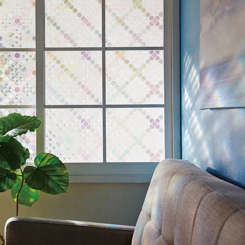 日本千趣會 - 日本製 99%抗UV光影窗貼(靜電式)-彩虹泡泡 (92×90cm*2枚)