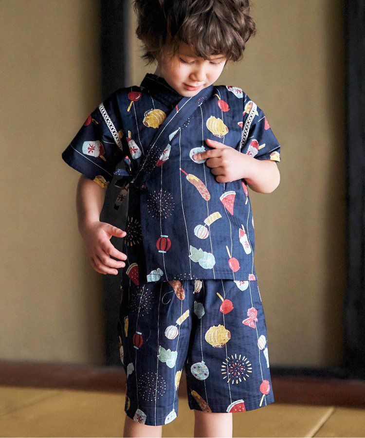 日本 apres les cours - 季節限量！清新可愛二件式甚平-彩虹西瓜-米白