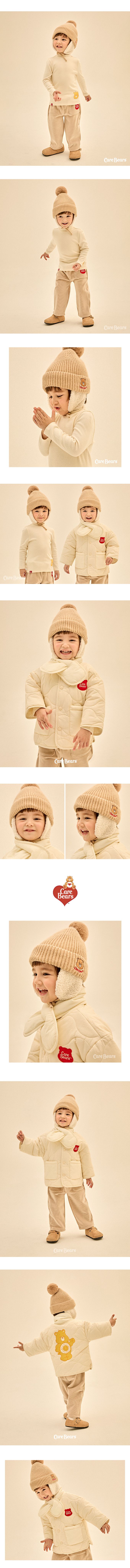 韓國 Care Bears - 聯名款熊羊羔絨護耳針織毛帽-卡其 (FREE)