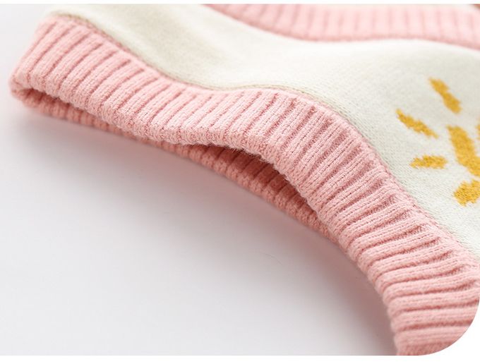 好搭V領鈕釦針織背心-公園-深藍+米色