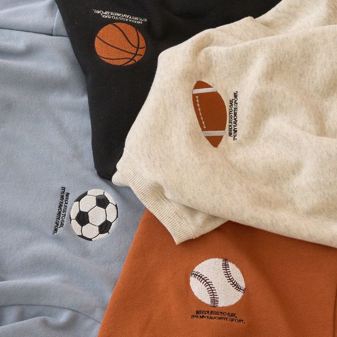 日本 b-ROOM - 100%棉 運動風印花縮口大學長袖上衣-棒球-磚橘