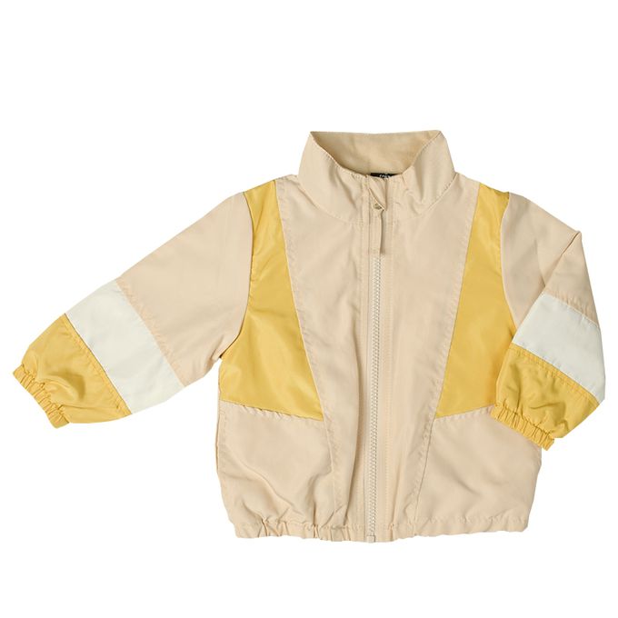 akachan honpo - 撞色拼接外套-淺卡其色