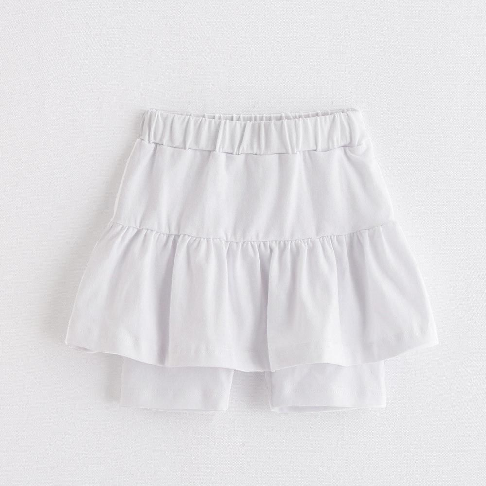 韓國 OZKIZ - 鬆緊腰層次蛋糕短褲裙-白