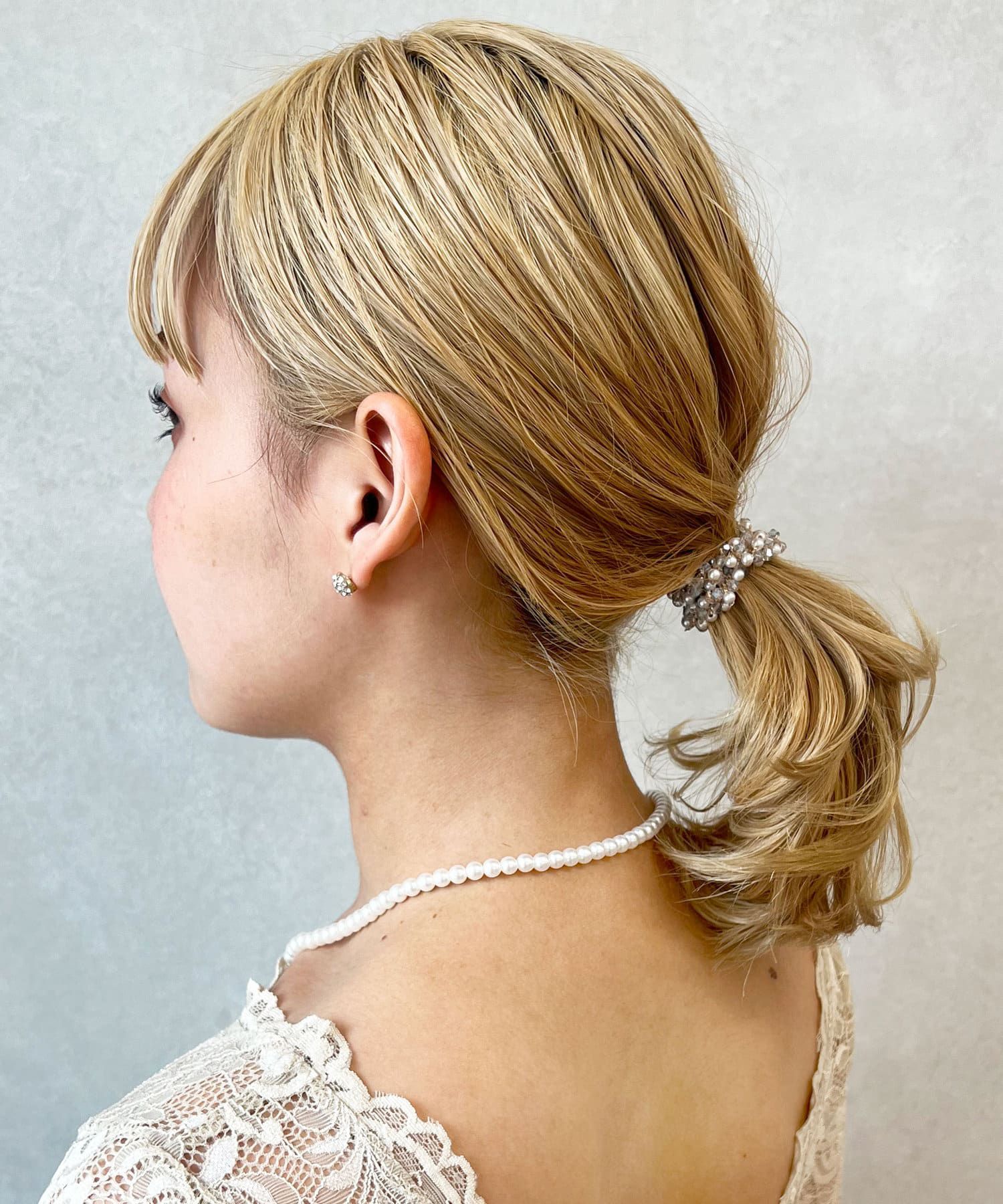 日本 Lattice - 簡約甜美水鑽珍珠髮圈-水藍