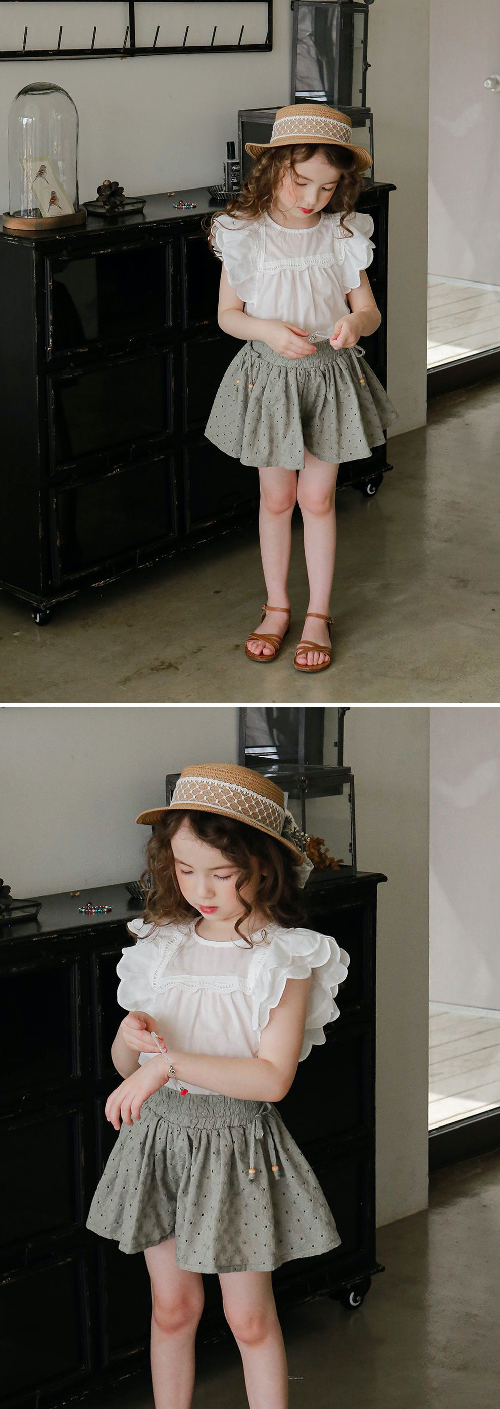 韓國 PuellaFLO - 蝴蝶狀荷葉袖上衣-象牙白