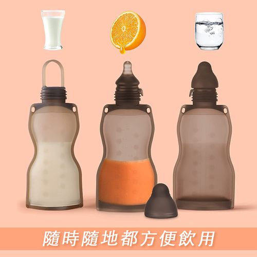 矽膠多功能儲乳袋-奶嘴套組-(奶嘴頭x2+母乳儲存袋260mlx2)-2入x260ml