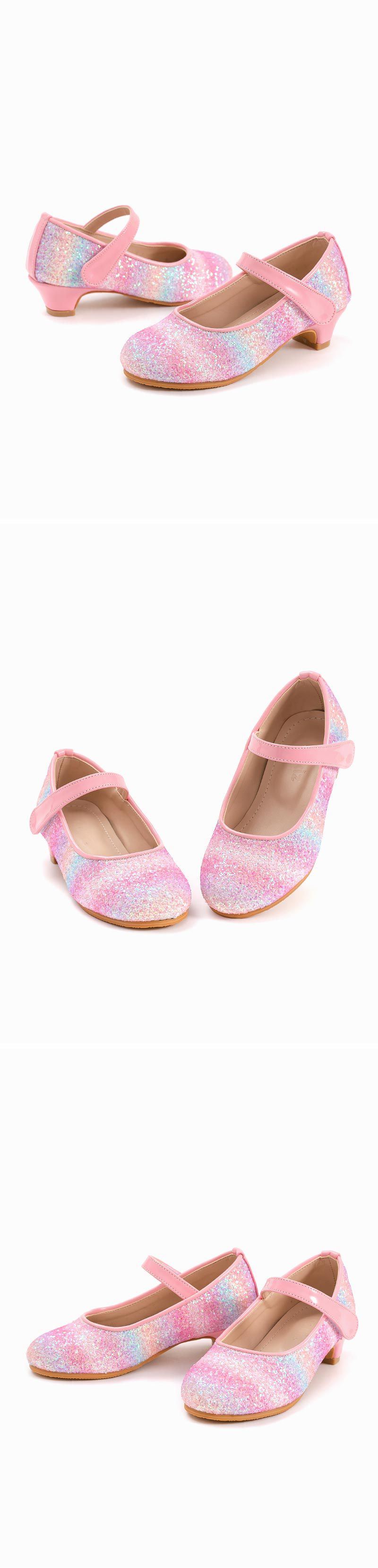 韓國 OZKIZ - 夢幻人魚色亮粉低跟皮鞋