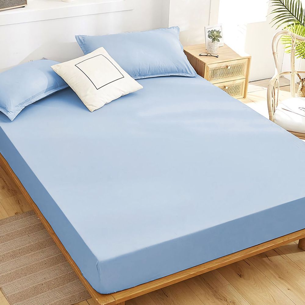 澳洲 Simple Living - 天絲福爾摩沙枕套床包組-台灣製-天清藍