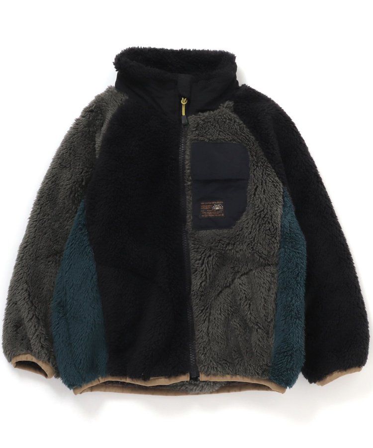 日本 BREEZE - 微立領泰迪熊保暖外套-迷彩-灰綠