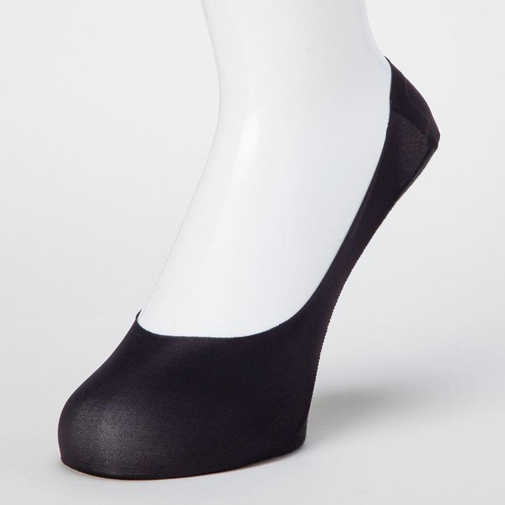 日本 okamoto - 超強專利防滑ㄈ型隱形襪-深履款-黑-足底棉混2.0