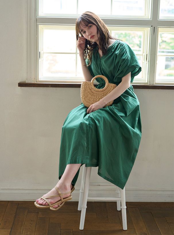 日本 GRL - 2WAY半月形草編手提包-米杏 (F)