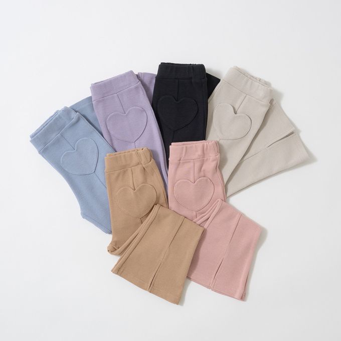 日本 Lycee mine - 愛心口袋開衩微喇叭長褲-藍