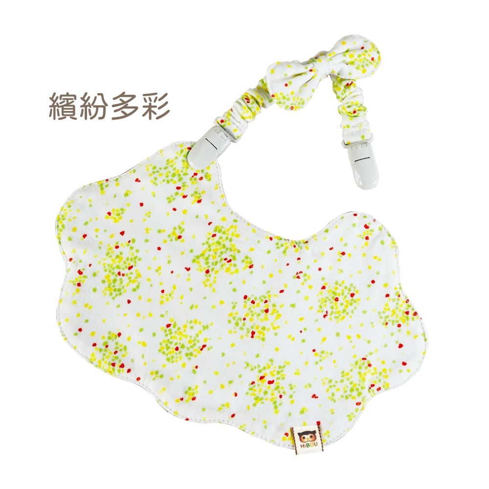 日本純棉印花雲朵波浪圍兜-(可拆雙頭萬用鬆緊夾)(雙面可戴：印花/素色)-海藍藍刺蝟