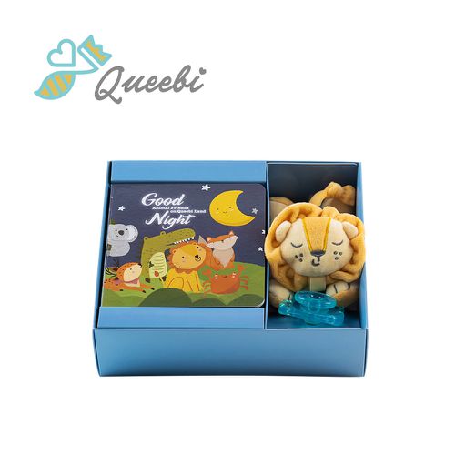 Queebi - 丹麥 奶嘴玩偶好好睡覺繪本禮盒組 彌月禮盒/成長禮盒/新生兒禮盒-獅子王