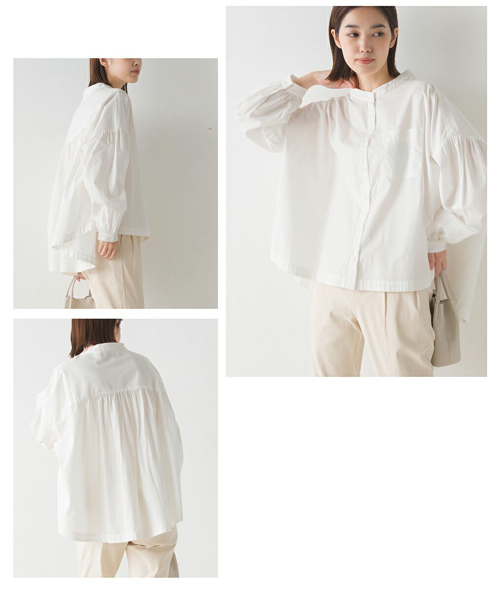 日本 OMNES - 100%棉 前短後長短版排扣襯衫-條紋-藍白