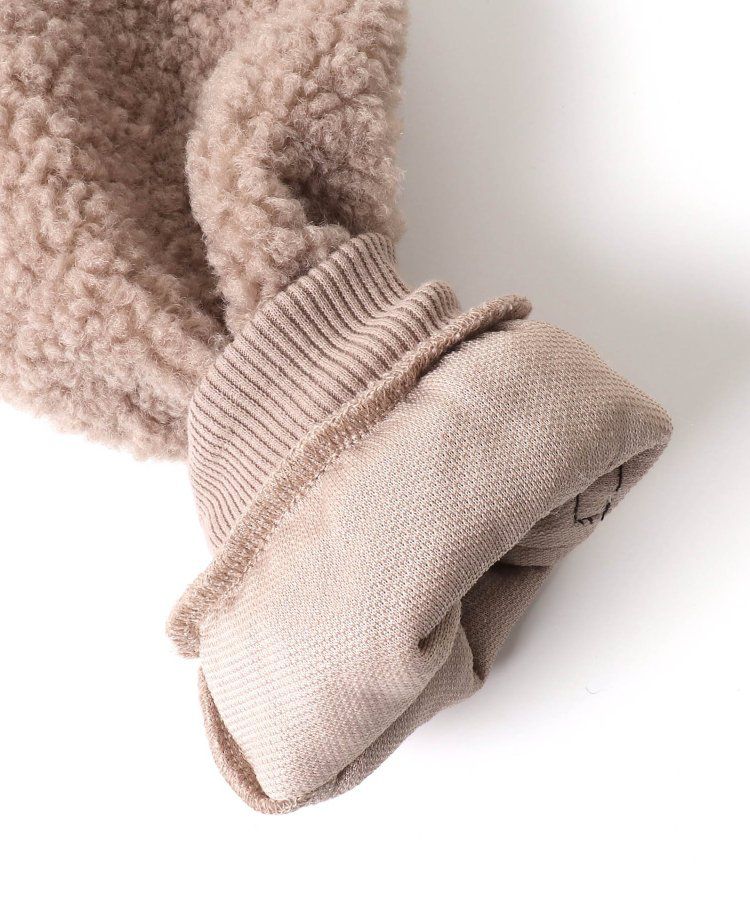 日本 BREEZE - 毛絨印花拼接長袖洋裝-黑x白斑點