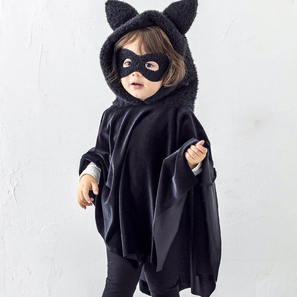 可愛又帥氣蝙蝠眼罩+斗篷(2件組)-黑 (90-110cm)