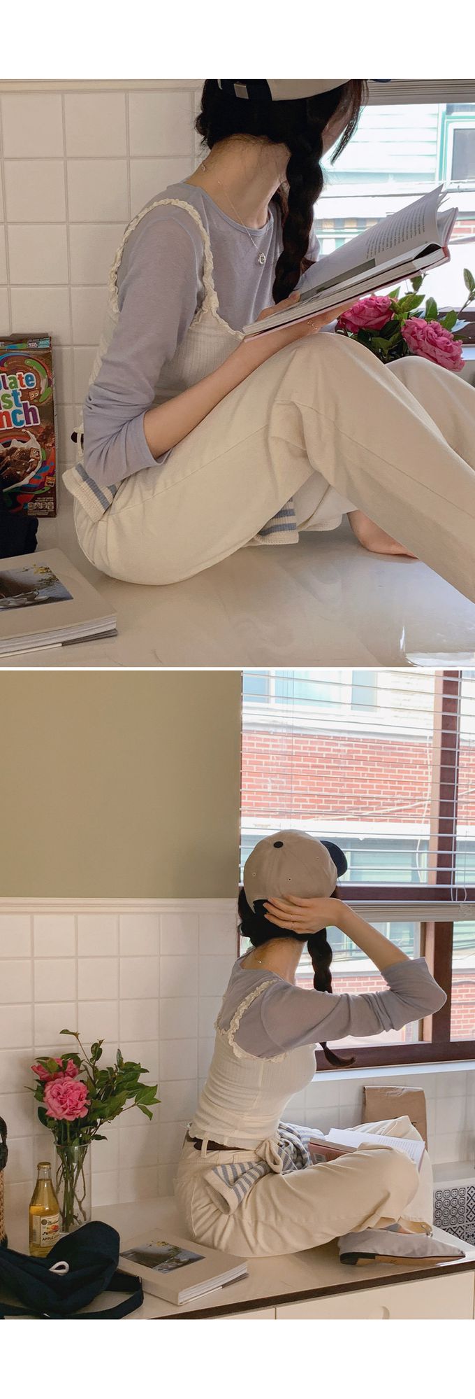 韓國女裝代購 - 換季必備！極簡薄透長袖上衣-灰藍 (FREE)