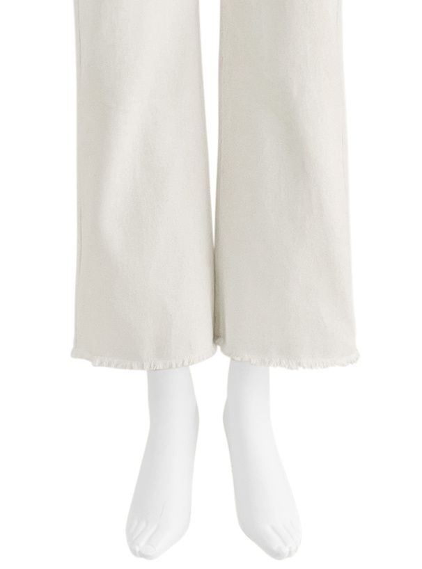 日本 GRL - 純棉厚磅美式抓破長褲-米白