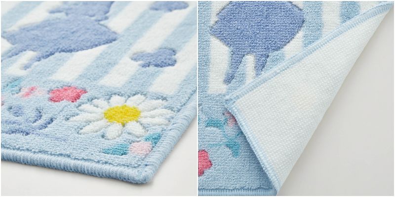 日本千趣會 - mini labo 去泥污腳踏墊-法蘭西花朵-藍綠