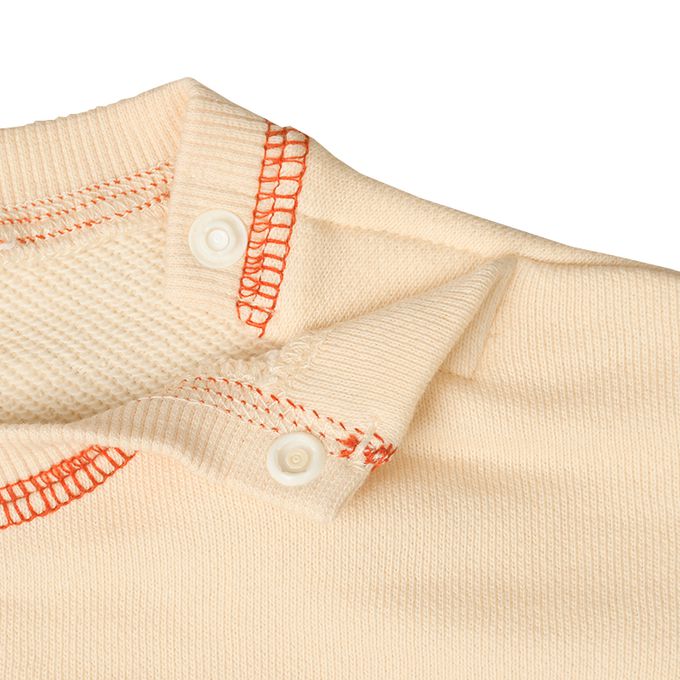 akachan honpo - 長袖休閒上衣-明線 刺繡-淺卡其色