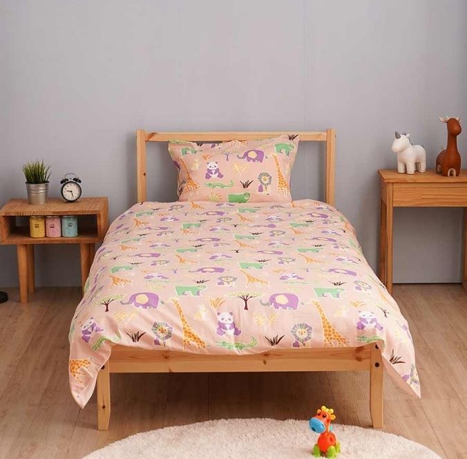 日本西村 Westy - 野生動物園-單人被套2件組-粉-單人款2件組-粉 (135 x 185 cm, 45 x 75 cm)-單人被套x1 + 枕頭套x1