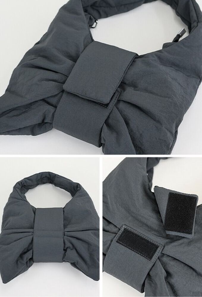 日本 BLUE EAST - 大蝴蝶結造型柔軟2way側背/手提包-深灰