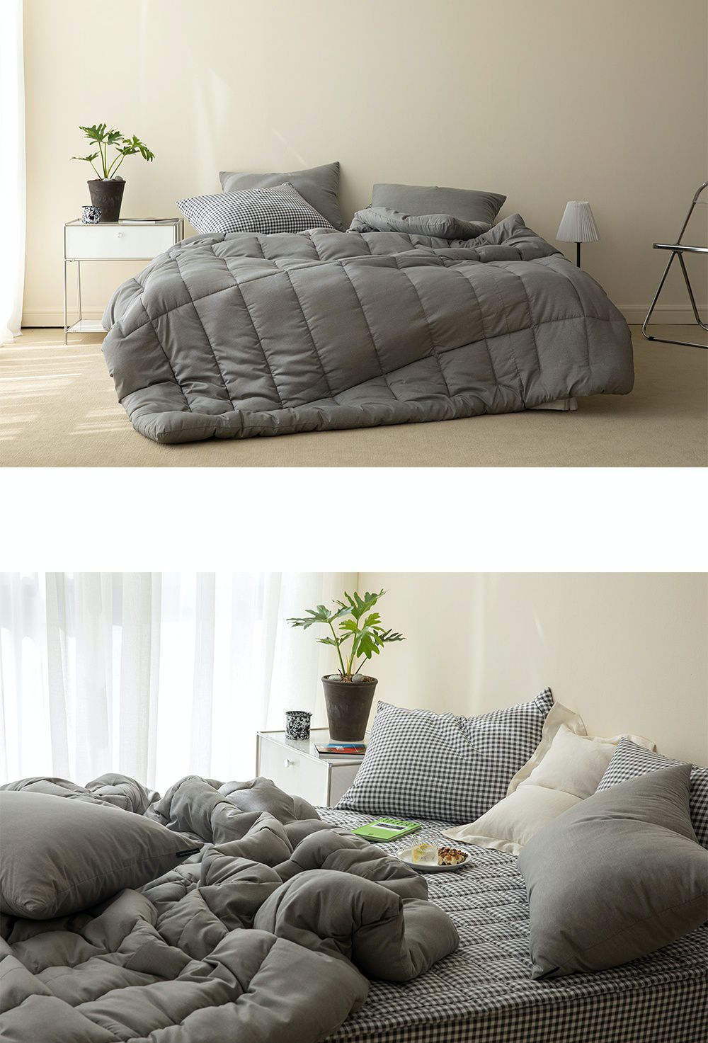 韓國 Maatila - 可水洗超細纖維桃皮感四季被-迷霧灰