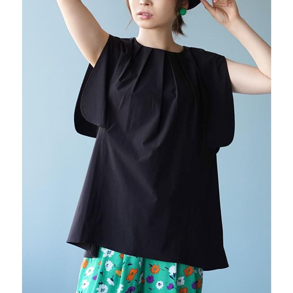日本 zootie - 立體方型袖片設計無袖上衣-黑