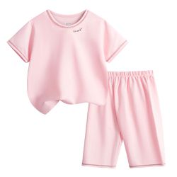 萊卡薄款短袖寬褲家居服套裝/空調服-甜蜜粉