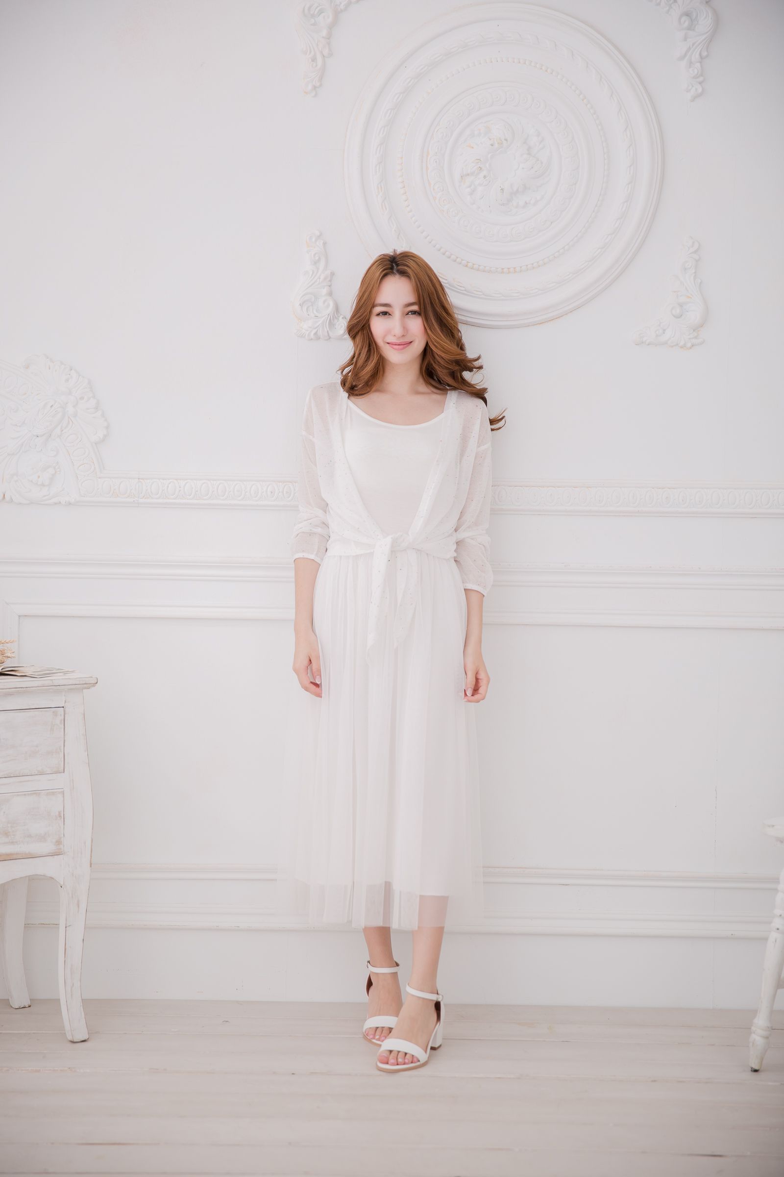 Peachy - 獨家訂製綿柔連身紗裙-細肩帶連身款-夢幻白 (F)