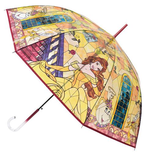 日本 J'S PLANNING - 迪士尼公主 彩色玻璃透明直傘-貝兒 (60cm)