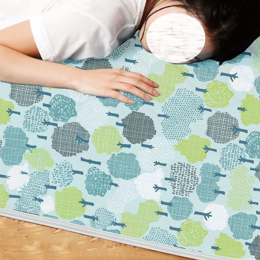 日本 AUBE - 接觸涼感睡墊 單人床尺寸-森林-藍綠 (100x205cm)