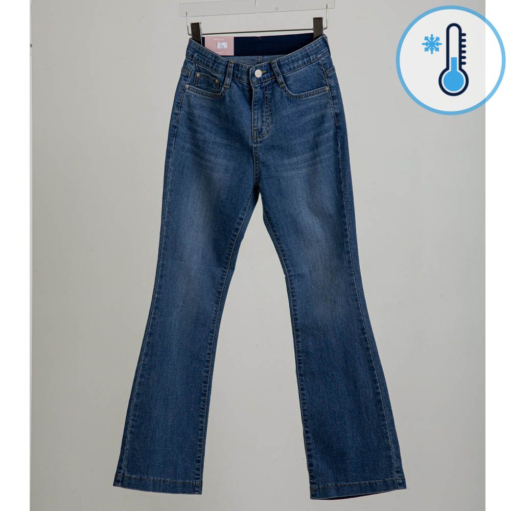 96PLACE -3度涼感鬆緊腰美型喇叭褲-深藍