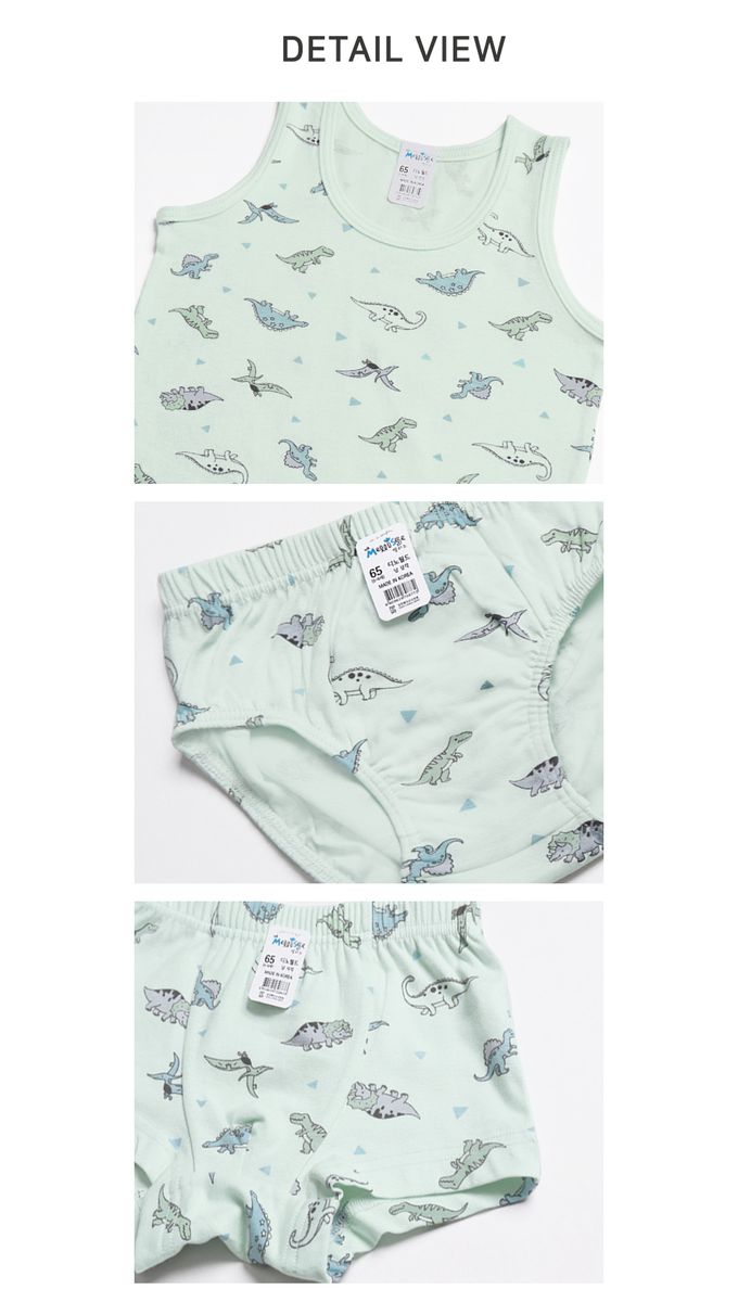 韓國 Mellisse - 韓製棉混紡背心(男寶)-恐龍世界-綠