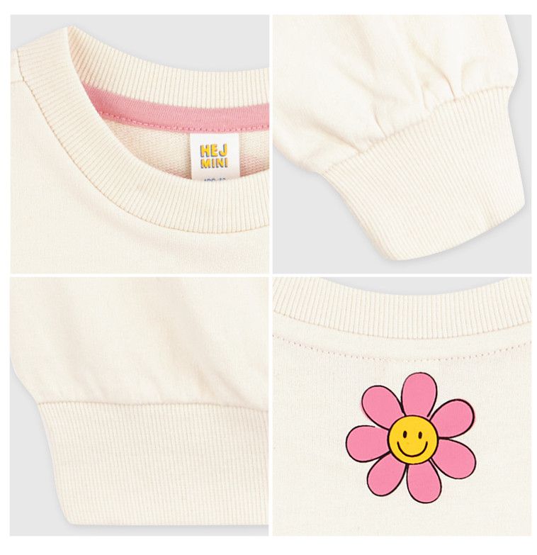 韓國 HEJMINI - 微笑花朵大學T