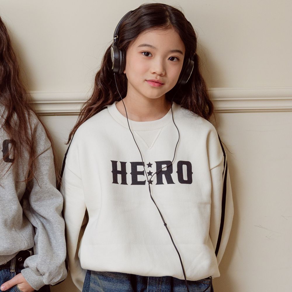 sm2 (內磨毛)長袖大學T-HERO-米白