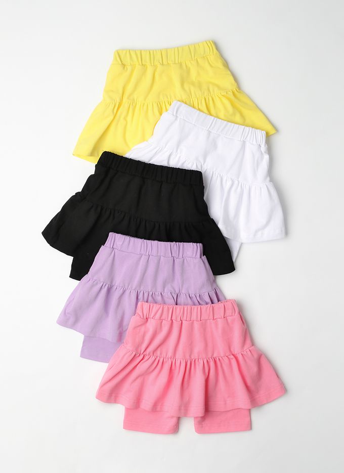 韓國 OZKIZ - 鬆緊腰層次蛋糕短褲裙-薰衣草紫