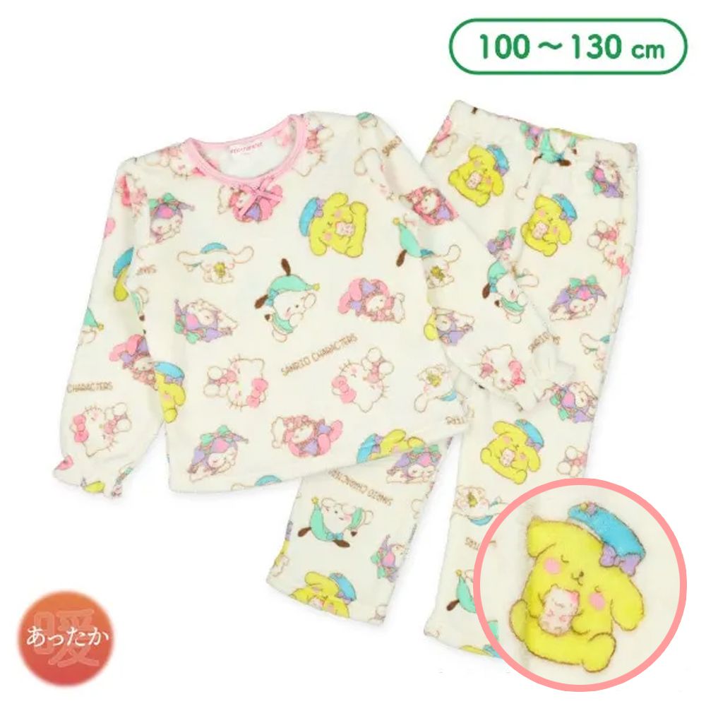 聯名款 絨毛保暖長袖家居服/睡衣-卡通人物三麗鷗-白