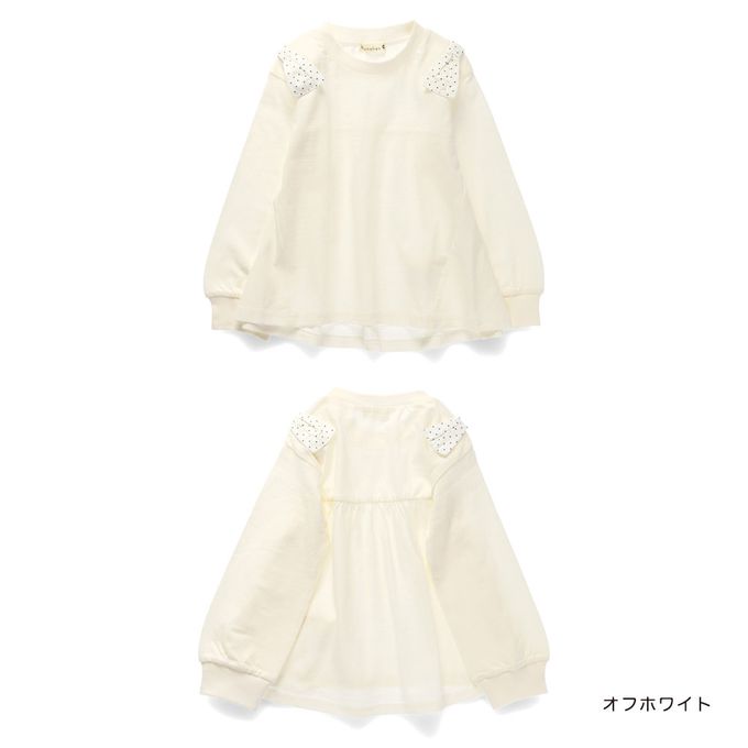 日本 BRANSHES - 可愛肩帶造型舒適長袖上衣-黑蝴蝶結-黑白條紋