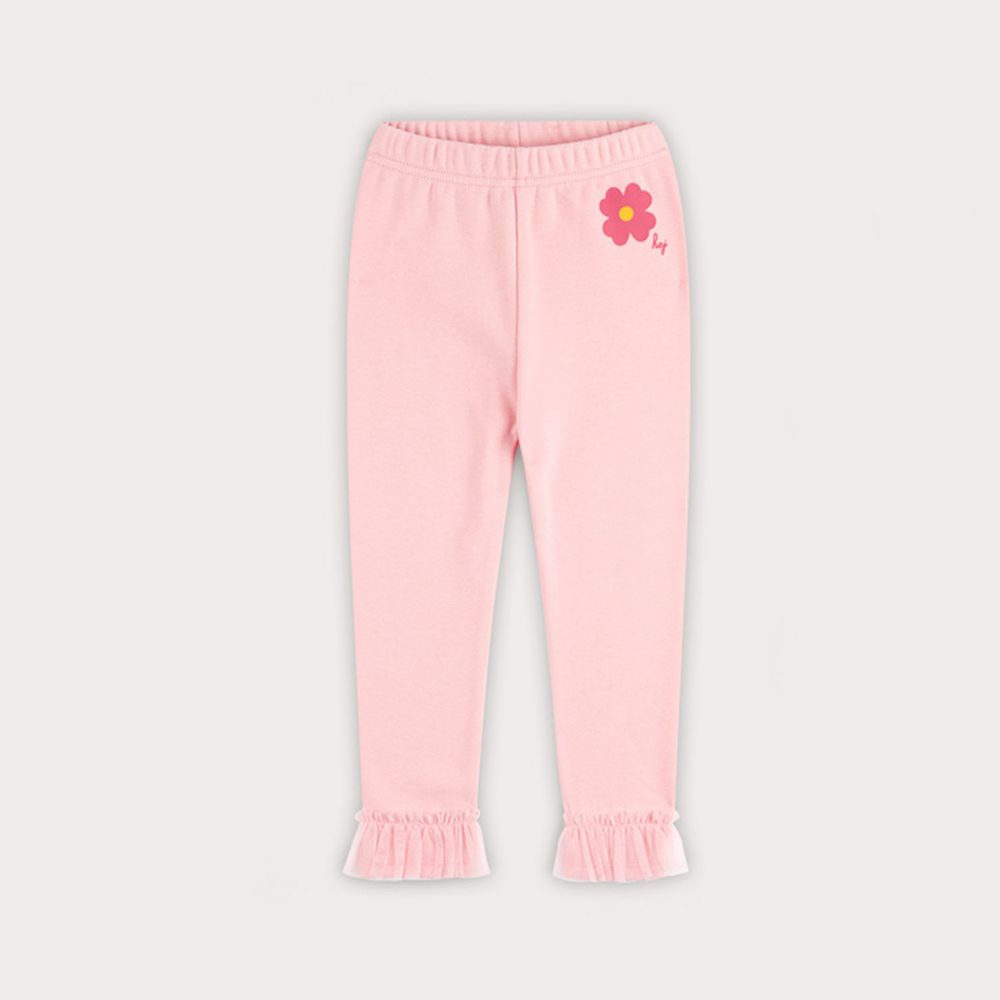 韓國 HEJMINI - (內刷毛)小花朵網紗褲管內搭褲-粉紅