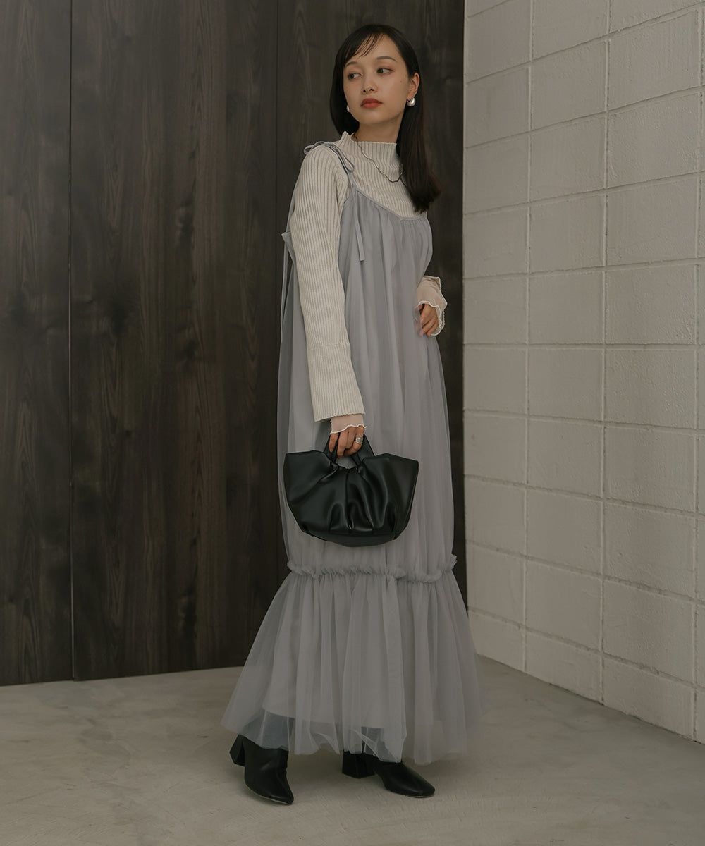 日本 Bab - 夢幻歐根紗拼接吊帶裙-夢幻粉