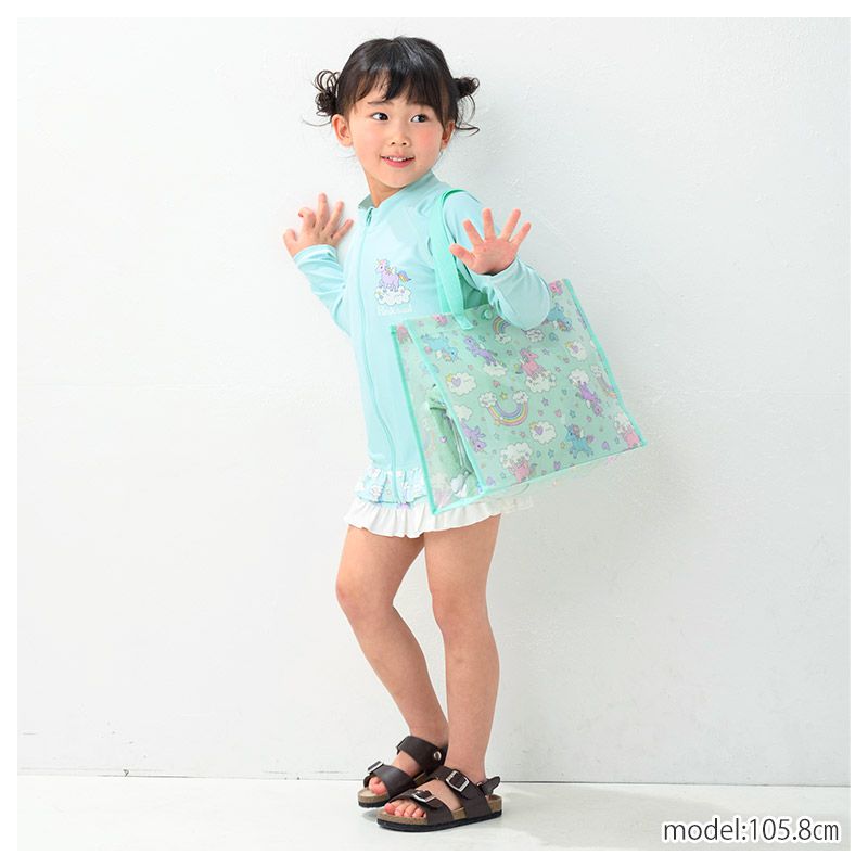 日本 ZOOLAND - 防水PVC手提袋/游泳包-E海洋風情-薄荷 (25x34x11cm)