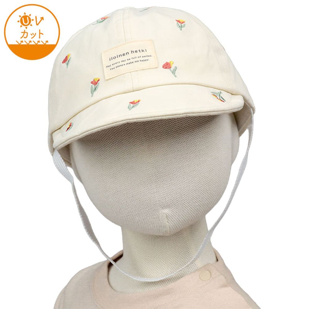 棒球帽-滿版刺繡-米白色