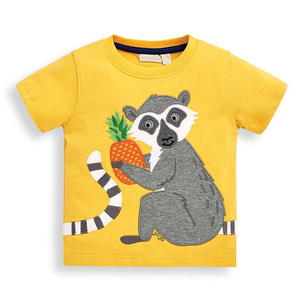英國 JoJo Maman BeBe - 超優質嬰幼兒/兒童100％純棉短袖上衣/T-shirt/動物T-灰狐猴