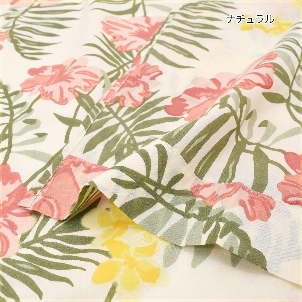 日本 TOMO - 職人手工染印窗簾【純棉】-熱帶花草-米底 (110x178cm)